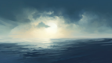 tundra landscape featuring john standing in the wind on a high altitude building overlooking the sea. the photo captures the mesmerizing play of sun rays and the dramatic shadows of clouds. this cinematic photography by leon spilliaert showcases the raw beauty and vastness of the tundra. ai generatedの素材