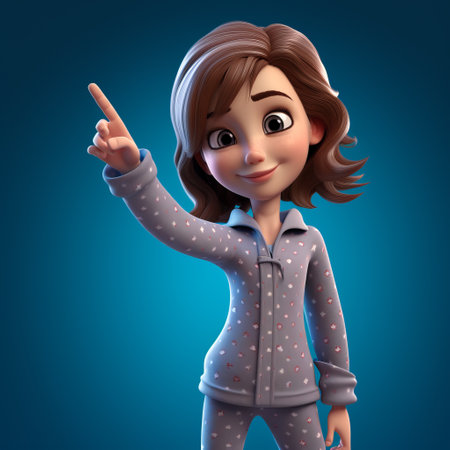 sonic jianjun saikwong, a game character, is depicted in this photo wearing pajamas and holding a finger. created in the style of zbrush, the image showcases feminine empowerment with realistic lighting. the punctuated caricature captures the essence of the character. the photo was taken using provia, resulting in a light navy and violet color palette. the overall aesthetic is a blend of realistic and stylizedの素材