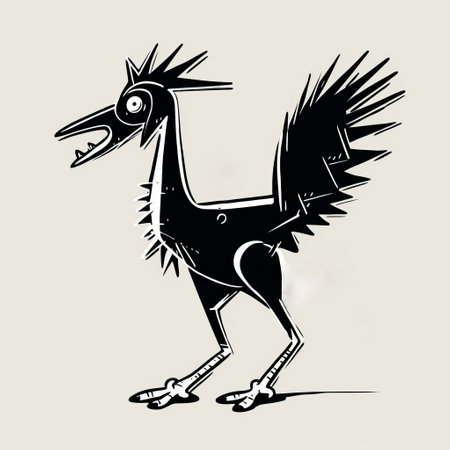 a minimalistic one-line drawing of an archaeopteryx with a crown in basquiat style. this png format image showcases the stroke only, without any fill, resembling the lacoste dino. ai generatedの素材
