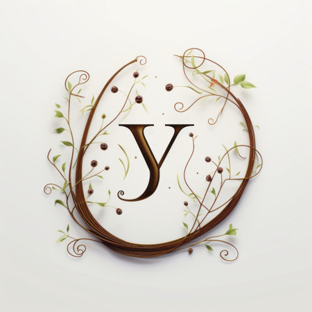 logo featuring a brown y formed by intertwining plant vines, complemented by elements inspired by the zen garden. the logo stands out against a clean white background, creating a harmonious and natural aesthetic. ai generatedの素材