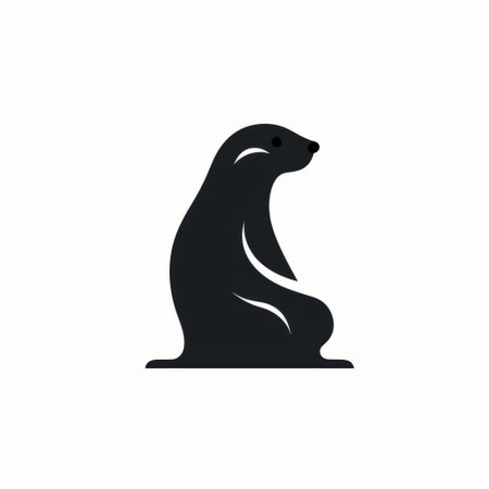 an otter logo is depicted in this image, showcasing a minimalistic figurative style. the silhouette figures are designed in a monochromatic graphic style, with a light black color palette. the design exudes stark simplicity, reminiscent of the artistic style of lisa parker. this image captures the essence of psychological phenomena illustrations. ai generatedの素材