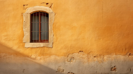 old yellow wall by alexandra vuillaume, a precision and detail-oriented uhd image capturing the essence of windows vista. the vibrant orange and beige tones evoke a sense of warmth and nostalgia, reminiscent of the romanesque era. this national geographic photo showcases clear edge definition, allowing viewers to appreciate every intricate detail. ai generatedの素材