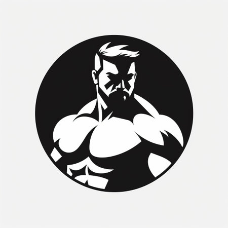 a professional gym logo illustration featuring a monochrome portrait style. the illustration showcases a strong facial expression, reminiscent of marvel comics and makoto shinkhai's art. the design incorporates rounded forms and hard-edge details, creating a visually striking image. the use of a fisheye lens adds depth and intensity to the overall composition. ai generatedの素材