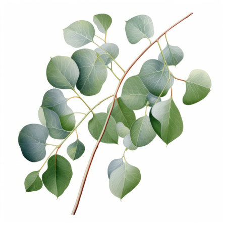 a vibrant and lifelike depiction of a eucalyptus tree showcasing its lush green leaves against a clean white backdrop. this photo captures the essence of nature's beauty, highlighting the intricate details of the eucalyptus leaves. perfect for botanical enthusiasts, nature lovers, or anyone seeking a touch of tranquility in their space. ai generatedの素材