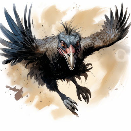emu in flight, captured in a dynamic pose against a clean white background. this image, inspired by the iconic style of comic book artist travis charest, showcases the grace and power of the emu as it soars through the air. perfect for fans of comic book art and nature enthusiasts alike. ai generatedの素材
