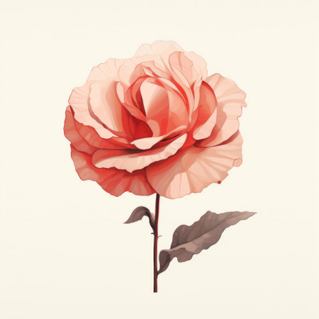 a minimalist-style image of a begonia with a rose, set against a clean white background. this photo captures the simplicity and elegance of the begonia, while highlighting the delicate beauty of the rose. perfect for adding a touch of nature to any design project or decor. ai generatedの素材