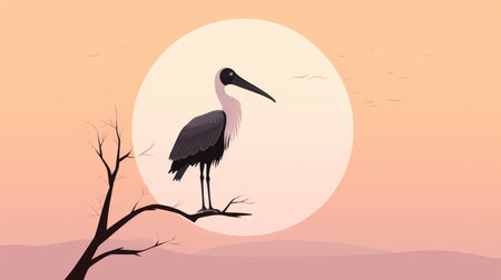 an ultra minimalist illustration of the children's book "why can pelican hammer trees?" is showcased on a plain pastel background. the artwork, created in a drawn kids style, captures the essence of the book's exploratory journey. ai generatedの素材
