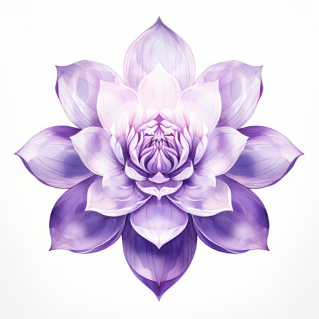 a royal purple lotus flower print, with a minimalistic and abstract design, showcased against a clean white background. ai generatedの素材