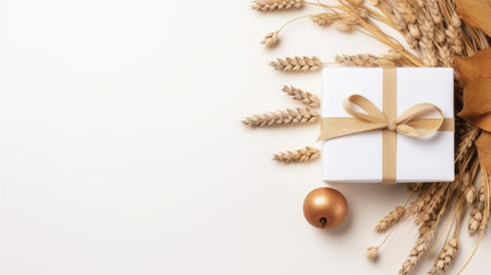 yom kippur gift decoration on solid white background with copy space. flat lay, top view, fall. ai generatedの素材