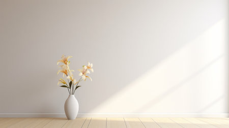 an iris stands in the middle of an empty room, captured in this abstract minimalism photograph. this stock photo showcases the beauty of simplicity and minimalistic aesthetics. with a resolution of 3840x2160, it is perfect for appreciators of minimalist portraits, ceramics, and post-minimalism. ai generatedの素材