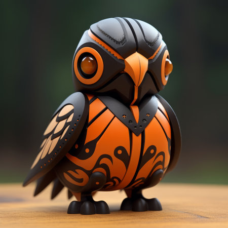 falcon brand wooden figurine: a cute and stylish rhinoceros-like character design with dynamic poses and expressions. this orange and black keychain/figurine features street dance elements like headphones and hats, adding a touch of style. its unique design and vibrant colors make it highly spreadable and eye-catching. ai generatedの素材