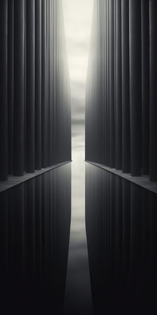 a surreal cinematic minimalistic shot in the style of michael kenna, featuring a serene landscape with a lone tree standing tall against a dramatic sky. the monochromatic tones and soft lighting evoke a sense of tranquility and mystery. this captivating photograph captures the essence of kenna's signature style, merging elements of nature and minimalism seamlessly. ai generatedの素材