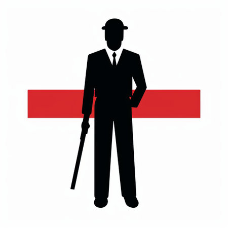 a security guard pictogram in the isotype style of gerd arntz, depicting a figure wearing a uniform and holding a baton. security, guard, isotype style, gerd arntz, pictogram. ai generatedの素材