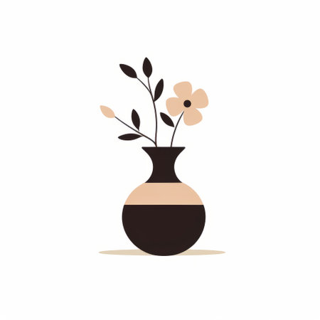 a 2d minimalist illustration featuring a flower vase is showcased against a clean white background. the simple yet elegant design captures the essence of the vase, creating a visually pleasing image. perfect for adding a touch of sophistication to any space, this illustration is a must-have for flower enthusiasts and art lovers alike. ai generatedの素材