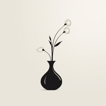 a 2d minimalist illustration featuring a flower vase is showcased against a clean white background. the simple yet elegant design captures the essence of the vase, creating a visually pleasing image. this illustration is perfect for adding a touch of sophistication to any project or decor. ai generatedの素材