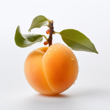 apricot on a white background, captured in stunning bokeh photography. this detailed 8k image showcases the vibrant colors and intricate textures of the apricot, making it a visually captivating subject. ai generatedの素材