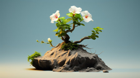 hibiscus bonsai tree, lambic minimalist, reusable desktop wallpaper, reliable hd. ai generatedの素材