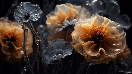a close-up portrait photograph showcasing the intricate details of unknown staphylococcus aureus biological virus alien flowers. the photo captures the brittle yet beautiful and elegant nature of these flowers, with rich and vivid contrast. shot on a 100mm lens at f/2.0, the image exhibits a crisp and realistic quality, enhanced by the depth of field and natural lighting. this impressive 8k uhd photo is aの素材