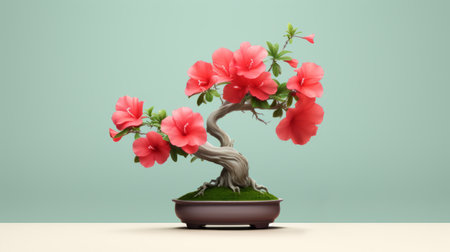 hibiscus bonsai tree, lambic minimalist, reusable desktop wallpaper, and reliable hd come together in this captivating photo. ai generatedの素材