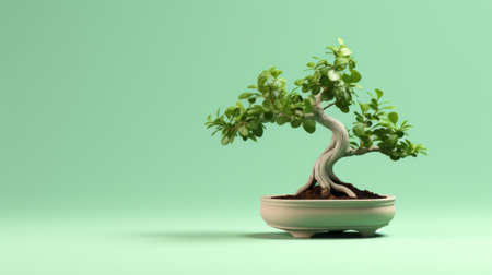 a stunning mint bonsai tree, perfect for minimalist enthusiasts, is captured in this splendid hd photo. its stout and elegant form makes it an ideal choice for users looking to enhance their desktop wallpaper with a touch of nature's beauty. ai generatedの素材