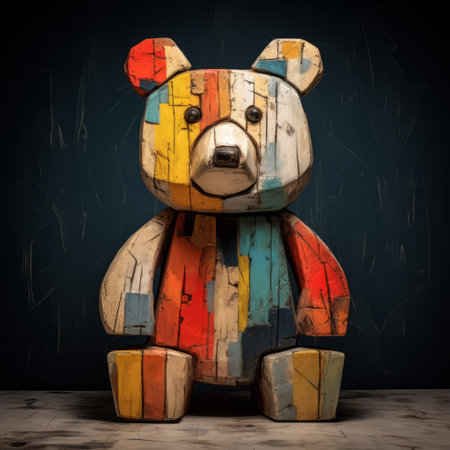 3d abstract sculpture of a bear inspired by the artistic styles of basquiat, picasso, miro, kandinsky, klee, birell, fairey, ardon, and buffet. ai generatedの素材