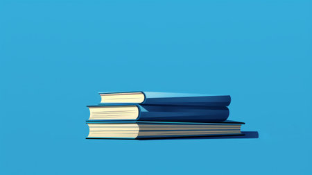 a stack of books, in the style of pencil art illustrations, is placed on a blue background. the minimal retouching highlights the precisionist and detailed character illustrations. this high-resolution image, with dimensions of 3840x2160, captures the essence of the bold and busy new york school. ai generatedの素材