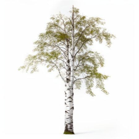 birch tree on white background, showcasing the photo-realistic landscapes and realistic forms reminiscent of cryengine's style. ai generatedの素材