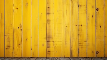 a photo featuring yellow wooden floored walls and a wooden floor with a bold color scheme. the matte photo showcases a vibrant color splash, with the use of bright yellow and gray. the cheerful colors create a lively atmosphere in this jim lively style wooden wall background photo. ai generatedの素材