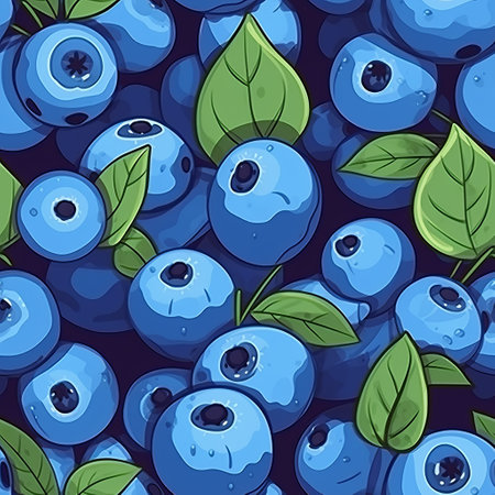 seamless pattern vector illustration of various fruits including apple, blueberry, orange, and plum. the design is inspired by the styles of rachel ruysch and bess hamiti, featuring luminous shadowing and intricate details. the artwork is available in large canvas sizes, showcasing a beautiful combination of dark azure and sky-blue colors. perfect for 2d game art or any creative project. ai generatedの素材