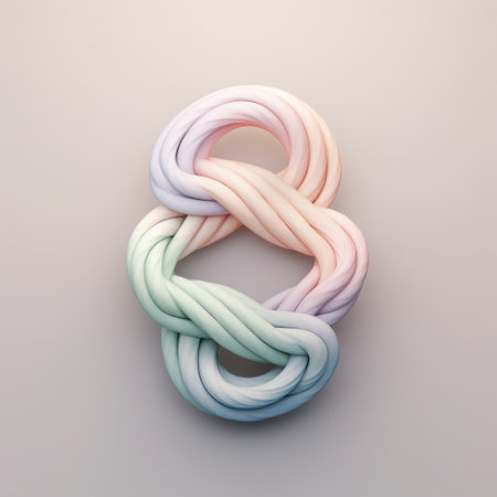 an infinity ribbon gracefully adorns the surface, showcasing the intricate beauty of rococo pastel hues. this 8k 3d artwork, created by tony orrico, captivates with its soft color palettes reminiscent of the rococo era. the intertwined networks depicted in this contemporary candy-coated masterpiece, crafted by mike campau, add a touch of modernity to the overall composition. ai generatedの素材