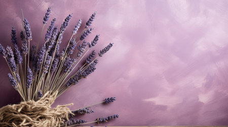 a professional photo featuring a lavender background adorned with decorative dried grasses in the corner. the lavender color scheme and the inclusion of dried grasses create a visually appealing and calming atmosphere. perfect for adding a touch of elegance to any design project or social media post. ai generatedの素材
