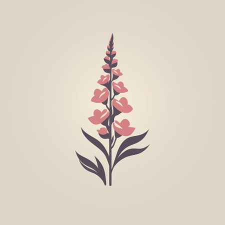 the gladiolus logo design showcases a minimalist linework style, highlighting a digitalis flower (foxglove plant) in soft pastel hues. this elegant and modern logo captures the essence of the gladiolus business, merging the keywords "minimalist linework logo design," "gladiolus," "digitalis flower," and "pastel colors" seamlessly. ai generatedの素材