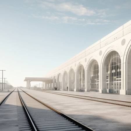 the photograph showcases a side view of a train station in lisbon, portugal. the image is isolated with a white background, providing a clean and focused look. with a resolution of 8k, the photograph is incredibly detailed and presents an ultra-realistic depiction of the train station. ai generatedの素材