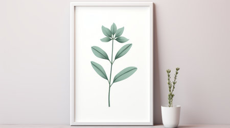 botanical natural leaf framed print art print for bathroom, featuring light emerald hues and inspired by the style of emila medkov. this artwork showcases subtle realism with crisp and clean lines, delicate paper cutouts, and a realistic, detailed rendering of flower and nature motifs. ai generatedの素材