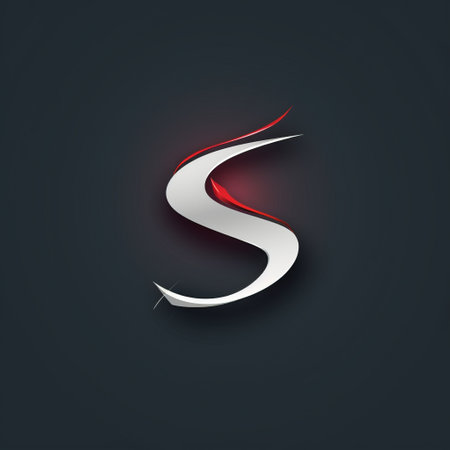 the abstract logo design template features the letter "s" in a 3d style, with a dark silver and light crimson color scheme. created by niyazi selimoglu, the design is set against a smokey background. sudersan pattnaik's innovative page design incorporates thin steel forms, with a combination of light white and dark black elements. ai generatedの素材