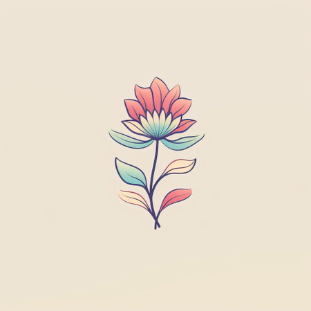 a minimalist linework logo design for a chrysanthemum business showcases a digitalis flower, also known as a foxglove plant, in soft and delicate pastel colors. ai generatedの素材