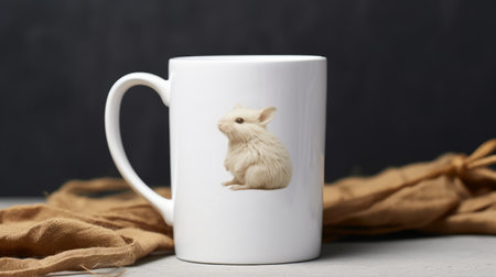 custom mugs featuring the unique style of elke vogelsang, stephen shortridge, and bunnycore. these tabletop photographs showcase minimal retouching and meticulous design, reminiscent of the beloved beatrix potter. create your own personalized mugs with mogue hoge mug. ai generatedの素材
