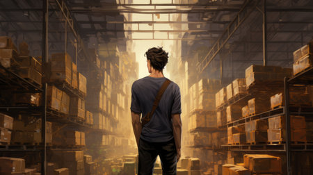 the photo features the game of the month, "the king of the warehouse," showcasing charming anime characters in a narrative figurative style. the speedpainting technique brings the realistic landscapes to life, with soft, tonal colors creating a captivating illustration. the dark brown and yellow hues add a touch of warmth, while the lit kid adds an element of intrigue. ai generatedの素材