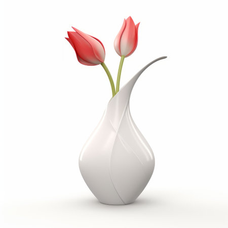 the vase is a realistic rendering of a white and red ceramic piece. it showcases smooth curves and is captured in a matte photo. this vase, found on flickr, is perfect for collectors and those interested in modes of display. its feminine imagery adds a touch of elegance to any space. ai generatedの素材