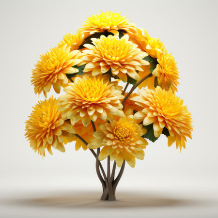 the yellow tree in this photograph showcases meticulous photorealistic still life artistry. created using a combination of flowers and digital manipulation, it embodies balanced symmetry and soft sculpture techniques. this uhd image captures the essence of contemporary chinese art. ai generatedの素材