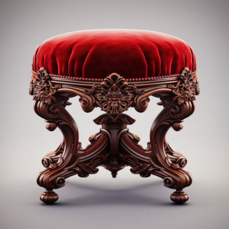 a stunning velvet victorian foot stool is showcased in this high-resolution 8k image. the foot stool exudes elegance with its luxurious velvet fabric and intricate victorian design. the white background enhances the beauty of the foot stool, while the sharp and hyper-realistic details bring it to life. ai generatedの素材