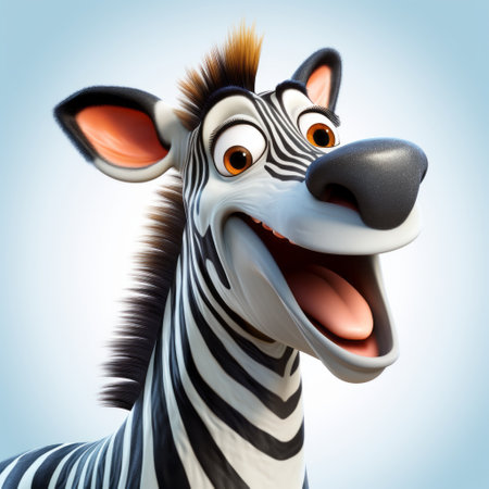 a zebra oto showcasing various emotions, such as happiness and laughter, in an animated image. this high-resolution, glossy finish picture features a flat design with a transparent background, allowing for versatile use. ai generatedの素材
