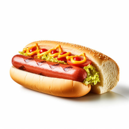 a hyper-realistic high-definition photograph clipart vector image featuring a small piece cut out, placed next to a large hotdog. the image showcases intricate details with a 35mm lens, capturing the subject in 8k ultra hd resolution. the plain white background enhances the focus on the subject. ai generatedの素材