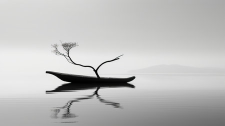a photo by jnis nydyscho tokai, a lithuanian artist known for his eponymous style of zen minimalism. inspired by the works of peter holme iii and miyamoto musashi, this monochromatic image exudes a sense of serenity. with its sleek and stylized composition, it captures a graceful balance that resonates with viewers. photographed by jess meneses del barco. ai generatedの素材