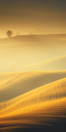 a stunning 32k uhd image captures the silhouette of a tree in a slovenian field, just before sunrise. this matte photo showcases the figurative precision style, with layered landscapes bathed in a warm, amber and gold light. perfect for art enthusiasts and nature lovers alike. ai generatedの素材