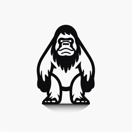 an angry black and white gorilla stands in this vector illustration, inspired by chinese iconography. the design showcases strong use of negative space, creating a visually striking image. this high-quality photo captures the clean and simple design, perfect for use as a logo or in various creative projects. ai generatedの素材