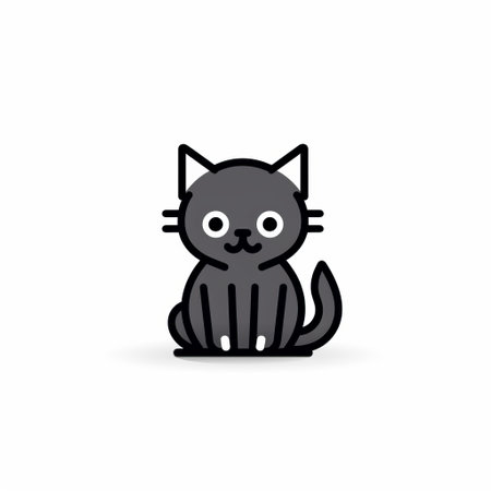 a cat is depicted in a 2d lineal vector icon on a white background. this icon was created by flaticon and dribbble, and can be found in high definition on behance. the design was made using figma, adobe xd, and sketch, and it showcases a crisp and pixel-perfect minimalistic black colored outline style. it is suitable for ux and ui purposes. ai generatedの素材