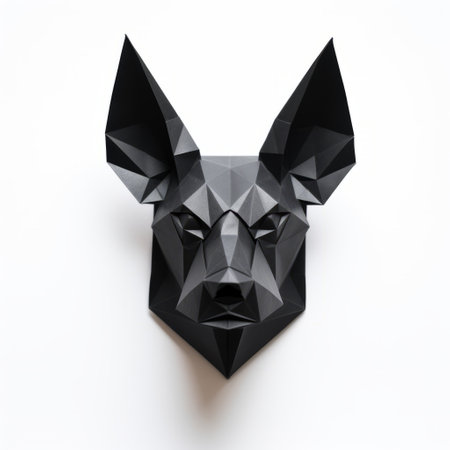 a digitally created origami black pitbull dog, inspired by the artistic styles of januz miralles and paula scher. this unique artwork showcases texture-rich surfaces and minimalist simplicity of forms. the symmetrical composition adds to its visual appeal. with influences from bunnycore, industrial design, and product design, this piece is a captivating fusion of creativity and craftsmanship. ai generatedの素材