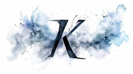 the letter k is depicted in a captivating watercolor painting, showcasing the artistic style of cryengine, indigo, and black. with soft edges and atmospheric effects, the painting creates a visually striking composition. the incorporation of kimoicore adds an attention-grabbing element, while the use of rtx technology enhances the atmospheric effects, resulting in a mesmerizing artwork. ai generatedの素材