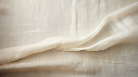 a close-up photo (96654499) of a white dress with white drapes and white fabric. the portrait showcases the organic material and boldly textured surfaces, exuding a raw authenticity. the style resembles a handscroll, with flowing fabrics that create a tumblewave effect. the color palette is predominantly ivory. ai generatedの素材